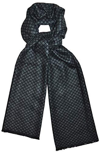 thb Richter Edler Doubleface-Herrenschal mit Wollgewebe-Optik/Feine Fransen/ca. 200cm X 62cm Schal Halstuch Warm Herbst/Winter (Wendeschal - Schwarz/Charcoal)
