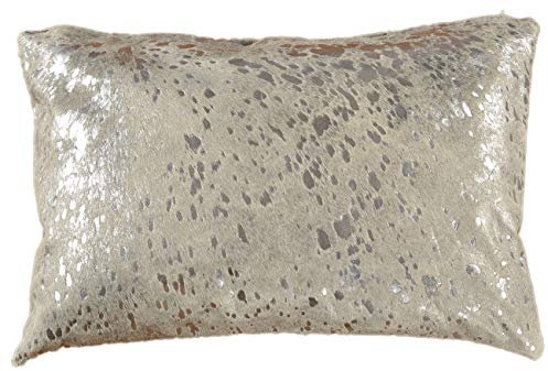 generisch KUHFELL Kissenbezug GRAU Silber Devore 40 x 60 cm DEKO Kissen MIT Silber SPRENKELN AUS ECHTEM KUHFELL BEIDE Seiten AUS Fell