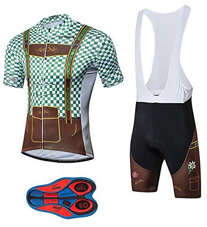 MOXILYN Herren Radtrikot Set Schnelltrocknend Rennrad Fahrrad Shirt + Trägerhose mit 9D Gel gepolstert MTB Reiten Kleidung Kit