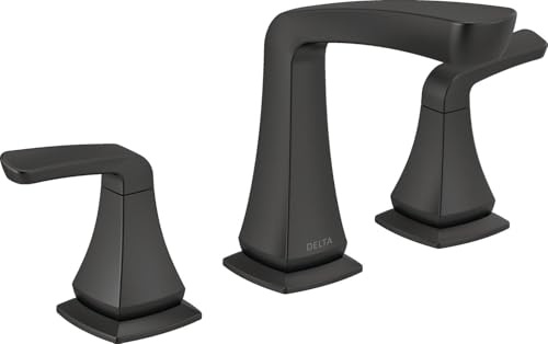 Delta Faucet Vesna Weit verbreiteter Badezimmer-Wasserhahn 3 Löcher, mattschwarzer Badezimmer-Wasserhahn, Ablaufmontage, sorgenfreier Abflussverschluss, mattschwarz 35789LF-BL