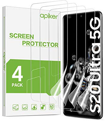 apiker 4 Stück Schutzfolie für Samsung Galaxy S20 Ultra 5G, TPU Displayschutzfolie, [Anti-Kratzen], [Anti-Öl], [Anti-Bläschen], [Hohe Definition]