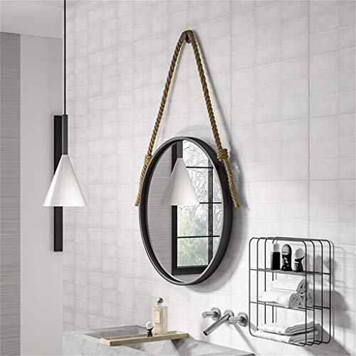 Espejos de Pared Espejo Colgante de Cuerda de cáñamo Espejo Redondo montado en la Pared HD,Espejo con Marco de Hierro de 15.7~27.5 Pulgadas Sin óxido para el hogar Decorativo Sala de Estar Baño Entr
