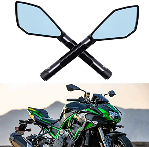 DREAMIZER Universal Aluminium Motorrad Lenker End Spiegel, 8mm 10mm Motorrad Seitige Rückspiegel für Streetbike Sportbike Dirtbike Cruiser Chopper Scooter(Schwarz)
