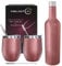 CHILLOUT LIFE Stainless Steel Wine Tumblers 2 Pack 12 oz & 1 Insulated Wine Bottle - Double Wall Vacuum Insulated Wine Cups with Lids and Straws Set - Rose Gold