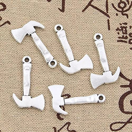 FZSWD 15pcs Charms Fire Axe 26X15mm Antique Silver Color Plated Pendants Making Diy Handmade Tibetan Silver Color Jewelry