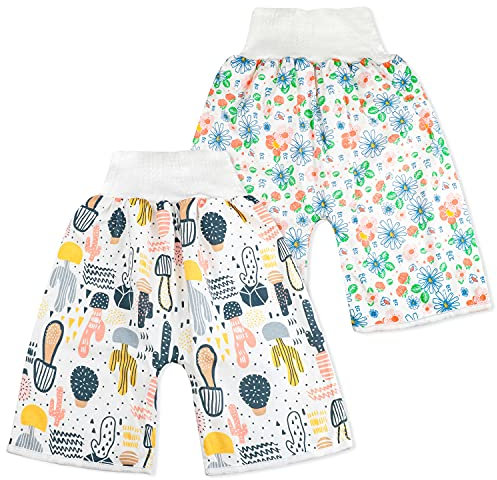 FLYISH DIRECT Baby Windelrock Windelhosen für Kinder für das Töpfchentraining, Hohe Taille, 2 Stück, 1-4 Jahre (0-4T), M