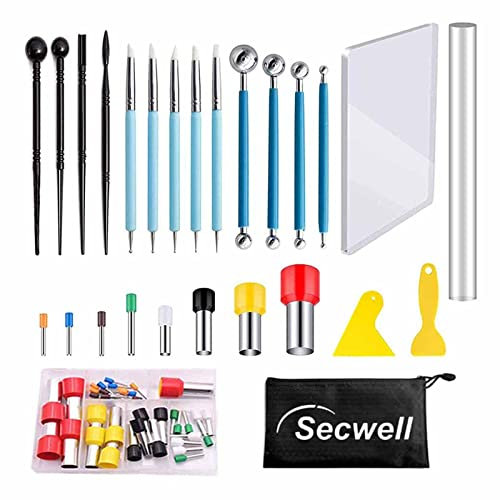 Secwell 58 Stück Polymer Clay Tools Modellierwerkzeug Set Sculpting Werkzeug Kit für DIY-Tonkeramikhandwerk für Kunsthandwerk Skulptur Profis und Anfänger