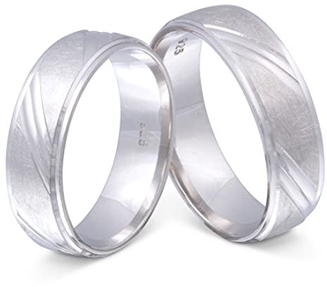 Juwelier Schönberg - Unisex Hochzeitsringe Paarringe Trauringe aus Silber mit persönlicher Wunschgravur 56-58