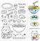 GLOBLELAND Japanisches Essen Ramen Sushi Gummistempel winkende Katze Silikonstempel Transparent, Ausdruck Nudeln Kirschblütetransparenter Stempel für Papierkartenalbum