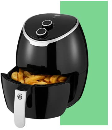 Swan SD39010NR 4L Air Fryer with Rapid Air Circulation, Adjustable Temperature, 30 Minute Timer, Non stick Coating, 1400W, Black