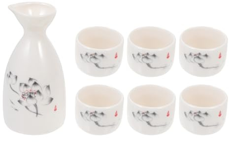 Luxshiny Japanisches Sake Set Aus Keramik Sake Pot Mit 6 Cups Für Wasser Und Spirituosen Servierset Für Freunde Familie Und Barzimmer Weißwein