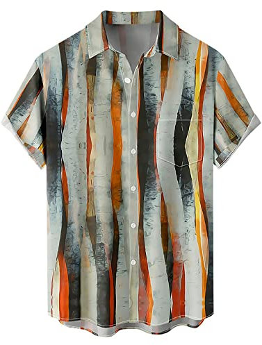 Hawaiihemd Herren Kurzarm Leicht Kurzarm Funktionshemd mit Tasche Cowboy Hemd Farbverlauf Freizeit Hemdengrößen Kentkragen Herren Casual Floral Blumenmuster Kurzarm Hawaihemd T-Shirts Tuniken Tops