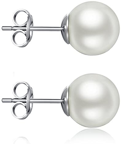 jiamiaoi 18K Weißgold Plattiert Brillant Diamant Ohrstecker Silber 925 Sterling Silber Ohrringe Stecker für Damen Herren 4mm-8mm