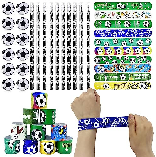 TECHEEL10*Fußball Bleistifte 10*Kunststoff Fußball Radiergummi&10*Fußball Slap Bracelet Bleistift mit Radiergummi Kinder für Schule Büro Party Mitgebsel