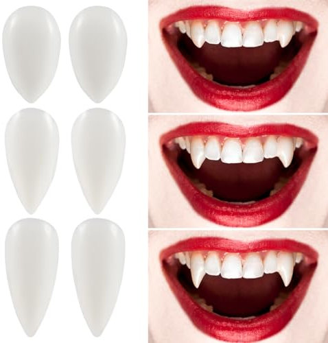 FOMIYES Halloween Vampir Zähne, Vampirzähne-Set, Vampirzähne Eckzähne, Vampir Zähne Kostüm Zubehör für Halloween-Dekorationen 6 Paar