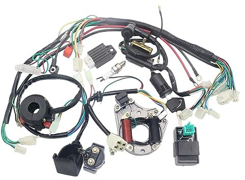 Uposao Kit Complet De Faisceau De Câblage Électrique Bobine CDI Faisceau De | Câbles De Régulateur pour 4 Temps ATV KLX 50 cc-125 CC Quad Buggy Go Kart Pit Dirt Bikes