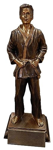 Henecka - Coupe d'arts martiaux sculpture en résine - Judo, Karaté, Jiu Jitsu, Muay Thai, Taekwondo, Wing Chun et autres - Hauteur 405 mm - Couleur doré/marron