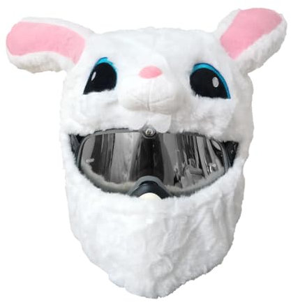 Motorradhelm Überzug Plüsch, Motorradhelm Cover Männer Frauen, Cartoon Plush Motorcycle Helmet Cover, Interessanter Motorradhelm, Weiß