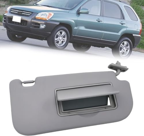 Visera Parasol Interior para Kia Sportage 2005-2010, Delantero Parabrisas Protección Solar Coche Izquierdo Derecho Lado Conductor Pasajero con Espejo, Beige Gris 8520103000, Grey- Right
