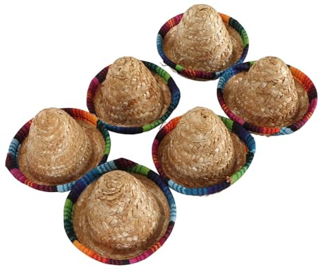 Mini Strohhüte , 9 , 4 Cm Durchmesser , Mini Sombrero Hüte , 6 Stück , Oft für Party Cosplay Verwendet