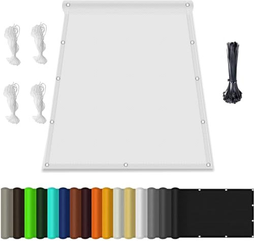 Sonnensegel Rechteckig, Balkon Terrasse Windschutz, Sonnensegel Wasserdicht mit ösen, Sonnenschutz Windschutz Balkon Terrasse 95% Uv-Schut, für AußEnbereich,Garten Weiß 3x6M