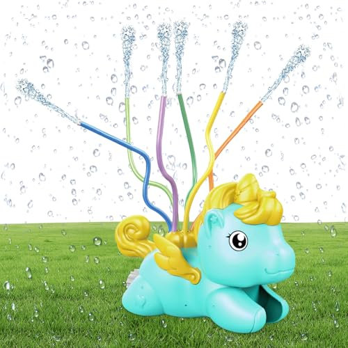 DOWNDRIFT Wasserspielzeug Kinder Wassersprinkler Kinder Outdoor Sprinkler wasserspiel Garten Kinder Sprinkler,Rasensprenger für Mädchen Jungen Gartenspielzeug-Einhorn