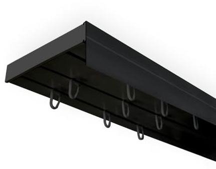 SN Deco - Vorhangschiene SH Set 3-läufig, Gardinenschiene, vorgebohrt, m. Blende schwarz 5cm, Komplettes Zubehör und Röllchen (Schiene Schwarz, Blende Schwarz, 540 cm - aus 3 Teilen)