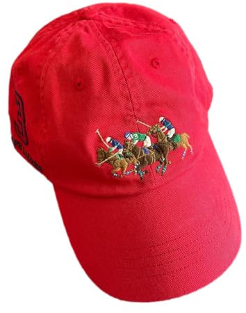 POLO RALPH LAUREN Herren-Chino-Ballmütze aus Baumwolle, Rotes, dreifaches Pony, Einheitsgröße