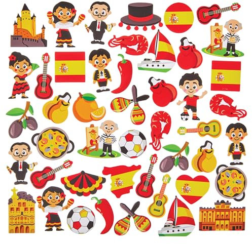 Baker Ross FN047 Pegatinas de España - Pack de 150, Pegatinas de España para manualidades y tarjetas infantiles
