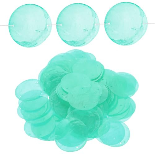 DIYEAH Runde Capiz-Muscheln 100 Stück 5 cm Natürliche Capiz-Muscheln Mit 2 Löchern Muschelstücke Für Windspiele Handarbeit Schmuckherstellung Hochzeit Heimdekoration Blau 1