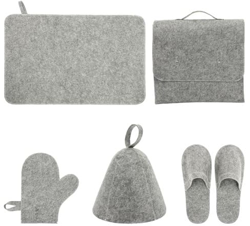 NOLITOY 1satz Fünfteiliges Set Aus Filz-saunahut Wasserabsorbierenden Handschuhen Und Bequemer Sauna-matte Für Damen Und Herren Schützt Vor Überhitzung Und Sorgt Für Komfort Beim