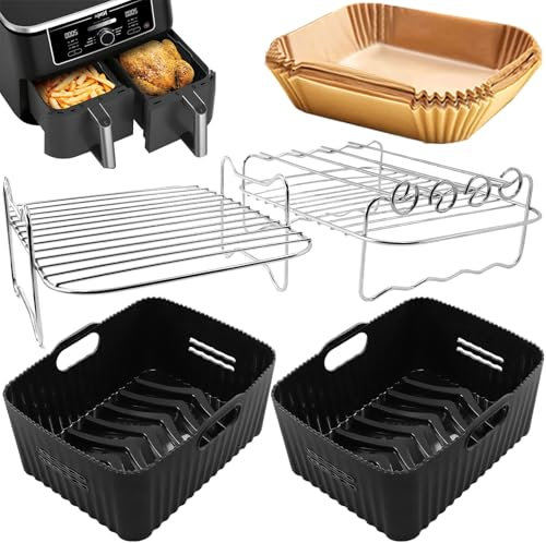 Moleath Accessoire Air Fryer Pour Ninja Foodi Flex 10,4 L AF500EU AF400EU 9,5L, Moule Silicone Air Fryer pour Ninja double stack xl, Air Fryer Accessoires pour COSORI Air Fryer 10L, Plat Pour Cuisine