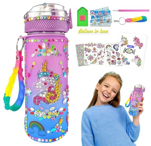 JINGLING Decorate your own water bottle, decorate your water bottle, design your own water bottle with stickers - art and craft sets, toys for girls aged