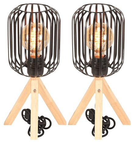 LIGKIN Lot de 2 Lampe de Table Vintage Lampe de Chevet Trépied E27 Douille Éclairage De Table Veilleuse Déco pour Chambre à Coucher, Bureau, Hôtel