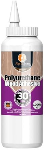 CROMAR AlphaChem Polyurethane 30 Minute Wood Adhesive | Extra Strong Polyurethane Wood Glue | Quick & Efficient Bonding For All Types Of Woods | Brown - 1000 Grams