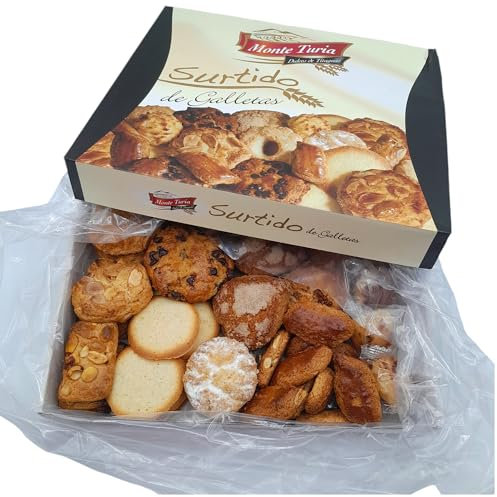 Galletas Surtidas Monteturia Caja Kilo - Galletas con Chocolate - Almendradas - Rosegones - Coquitos - Pastas Surtidas Pastas Monteturia (Surtido Galletas 1 Kg.)