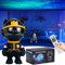 Domigard Luce Notturna Bambini, Gatto Meccanico Proiettore Stelle Soffitto, Testa Girevole a 360°, 7 Effetti di Luce, Ricaricabile Proiettore Soffitto, Regalo per Bambini e Adulti (Nero)