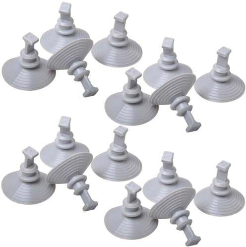 Preiswert&Gut Saugnapf Set 16Stck Ø4,4cm für Thermomatten Frontscheibenabdeckungen geeignet für Wohnmobile Fiat Ducato Peugeot Boxer Citroën PVC grau Rutschverhinderer für Glas Spiegel Fliesen Camping