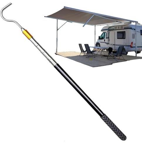 Decorhome RV Awning Telescopic Pole - 60inch Metal Retractable RV Awning Opener | Multi-Section Locking Multifunctional RV Accessory | Pull Rod with Rubber Handle for Shelter Canopy | Portable RV