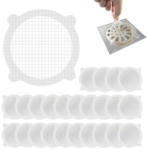 EnixwH 30 Piezas Rejilla Desague Ducha Desechables, 10 x10 cm Atrapapelos Ducha, Atrapa Pelos Ducha, Tapa Desague Ducha, Filtro Ducha Pelo para Evitar Cucarachas en Desagües de Terraza (Redondo)