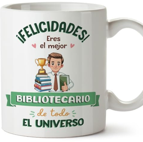 MUGFFINS Tazas para BIBLIOTECARIO hombre - En Español - Mejor Universo Trofeo - 11 oz / 330 ml - Regalo original y divertido