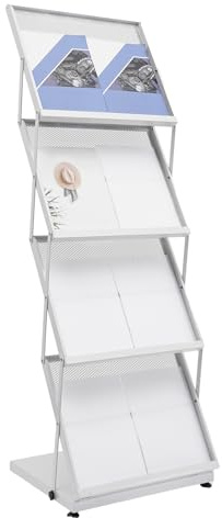 GAOUSD Présentoir à Brochures Pliable Porte Brochures Pliable à 4 Niveaux Porte Revues Magazines Support,Pour le Stockage De Brochures, Livres, Journaux, Magazines