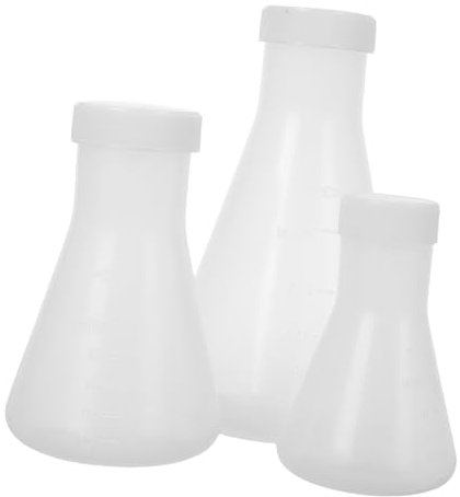 GETAJGHSD 3pcs Plastic Conical Flask Erlenmeyer Laboratory Flask Wide Mouth for School Science Experiment