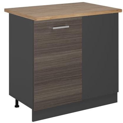 Vicco Armario de Esquina R-Line, Gris Noble, 86 cm, ET Roble