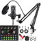 Paquete de equipo de podcast, paquete de estudio de grabación con micrófono de podcast y cambiador de voz, tarjeta de sonido en vivo, interfaz de audio para computadora portátil, vlog living