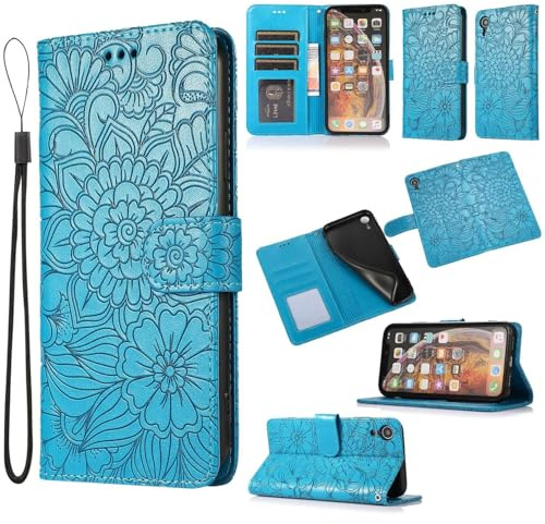 SLWYF Handyhülle für Huawei Mate 10 Hülle [3 Kartenfächer] [Magnet Verschluss] Leder Eleganter Prägung Schutzhülle Klapphülle Handyhülle für Huawei Mate 10, Blau
