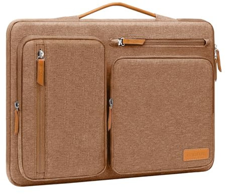 MOSISO 360 Protective Laptop Case 13.3 inch, 13-13.3 inch Laptop Sleeve Compatible with MacBook Air/Pro 13/Pro 14, HP Dell Acer ASUS, Side Open Carrying Case with 4 Zipper Pockets&Handle, Mocha