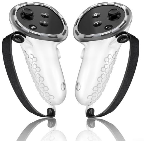 2 agarres de silicona multicolor para controlador, antideslizantes para Meta para Quest 3 y Quest 3S, correas con correas ajustables (color transparente)