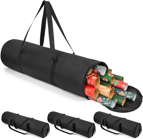 Robuste, wasserdichte Geschenkpapier-Aufbewahrungstasche mit Seitentaschen, 600D-Oxford-Gewebe, Weihnachtsverpackungszubehör, hält 15–20 Papierrollen, 3 Stück