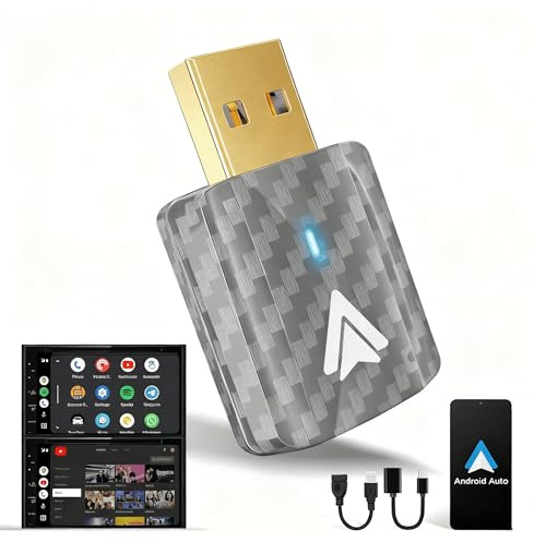 MSXTTLY Adaptateur Android Auto sans Fil – Mini Plug & Play, U2AC-L8 Compatible Youtube & Apps Vidéo, Gris